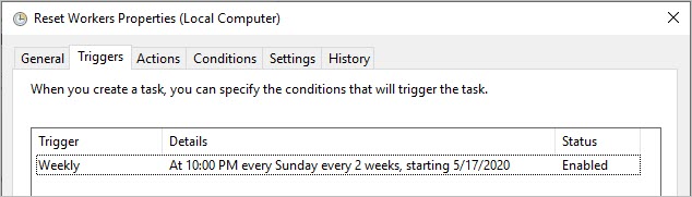 Triggers tab